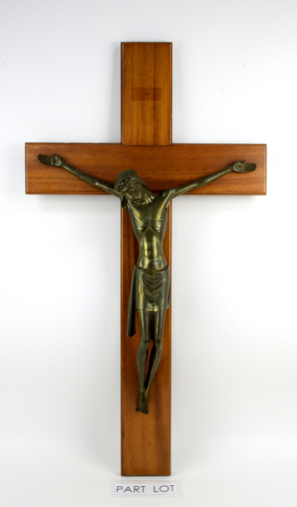 Spelter crucifix and another, largest 90cm high, (2),.