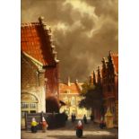 Jan Beekhout (Dutch, b.1937). 'Old Amsterdam'. Oil on board, signed lower right, 18 x 12cm. With