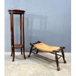 Early 20th century oak stool, jardiniÃ¨re stand and card table. (3).