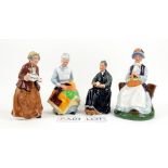 Four Royal Doulton figures to include Teatime (HN2255), The Cup of Tea (HN2322), Rest Awhile (