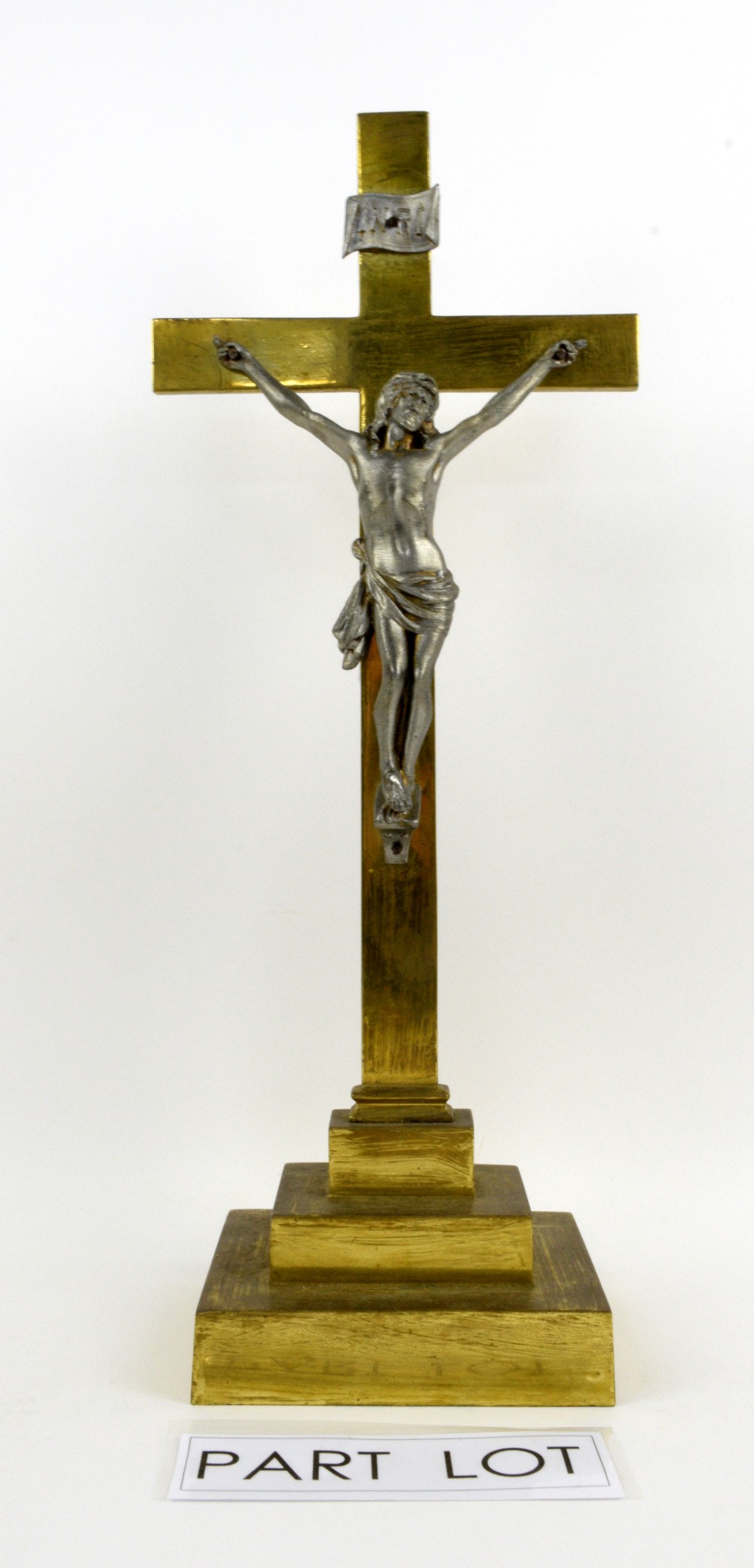 Spelter crucifix and another, largest 90cm high, (2),. - Image 2 of 2