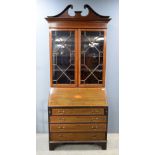 Mahogany and inlaid bureau bookcase..