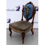 Victorian walnut framed nursing chair..