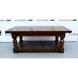 Oak refectory style coffee table,.