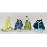 Seven Royal Doulton figures to include Clare (HN2793), Nicola (HN2839), Janine (HN2461), Regal