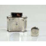 Silver vesta case, the rectangular body with crest engraving, 4.5 cm high, together with shaped