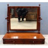 19th century mahogany framed dressing table mirror with rectangular plate,.