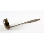 German silver sauce ladle, the handle with monogram, stamped 800, 30 cm long.