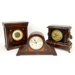 Early 20th century three train mantel clock and two other two train mantel clocks.