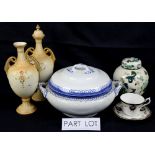 A Keeling & Co. part dinner service, two ginger jars and other tableware ceramics including