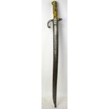 19th century French sword Bayonet the engraved blade dated 1867, stamped A 10935, 70cm