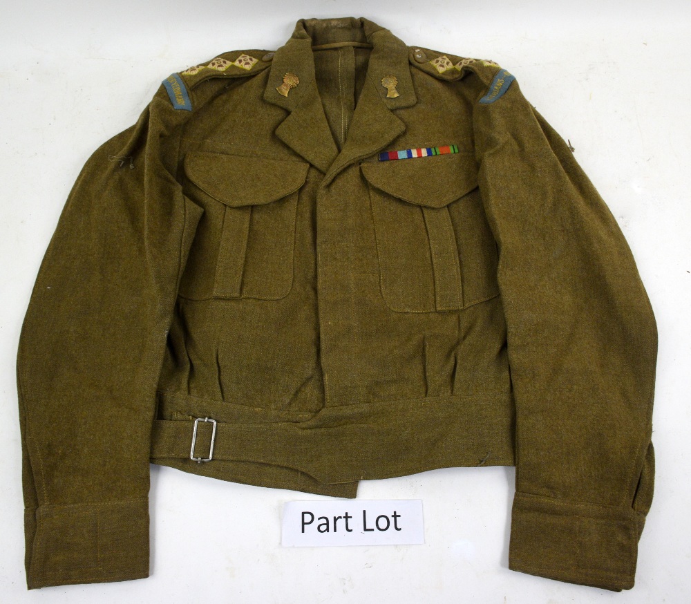 Pair of Battledress uniforms for Lothians & Border Yeomanry, WWII medal group, name ribbons - Image 3 of 4