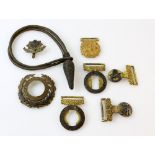 Leicester Regiment waist belt clasp and helmet plate, 98 Regiment waist belt clasp , part R. N.