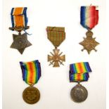 World War I medal group, 95857 DVR C Hobbs R.A. 1914 -1918 medal, 1914-15 Star and Great War for