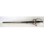 Reproduction ceremonial sword, with engraved blade and elaborate hand-guard, 102 cm long