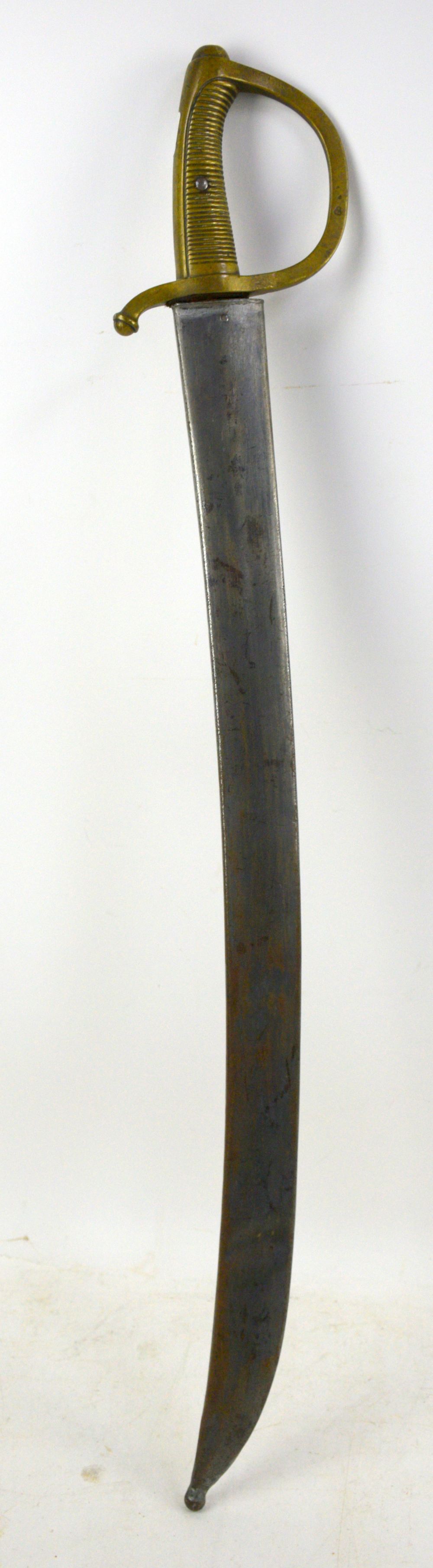 19th century Spanish Sword with brass handle in metal sheath 75 cm