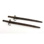 Two Turkish Mauser M1890 bayonets with scabbards,