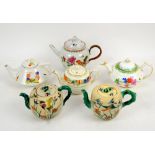 Collection of decorative teapots, tea cups and saucers by Shelley, Paragon and others