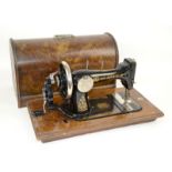 Wood cased hand crank The Avenue sewing machine