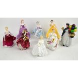 Eight Doulton figurines including HN 2694, 4623, 1937, 3002, 2425, 2956, 1846, 4426 (plus box and