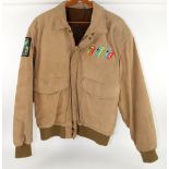 Rolling Stones Steel Wheels Crew Tour Jacket (1989). Heavy tan leather outer with aircraft inner