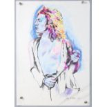 Led Zeppelin - Robert Plant - Original mixed media artwork by John Judkins, signed & dated 1975,