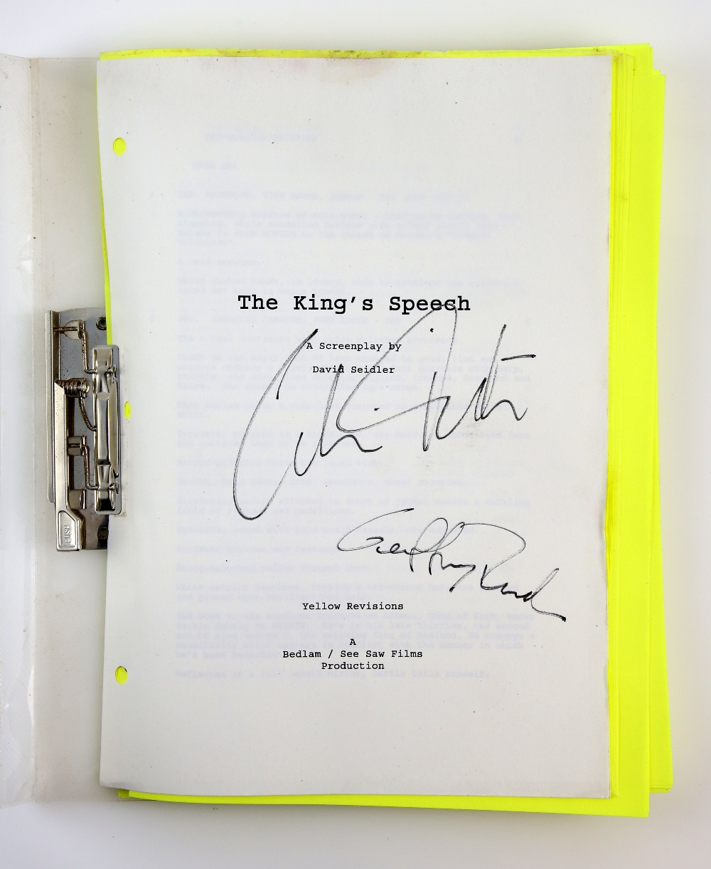 The King's Speech (2010) - Production used script (yellow revisions), signed by Colin Firth and