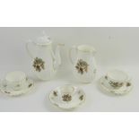 Royal Worcester Dorchester pattern part tea and coffee service, (12 tea cups and saucers, 12