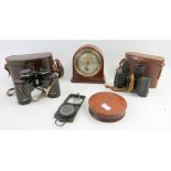 Early 20th century mahogany cased day dial calendar, 19th century brass and mahogany cased table