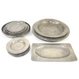 A quantity of assorted pewter dishes. (qty)