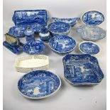 A quantity of 19th Century blue and white transferware including a Wood & Challinor warming dish