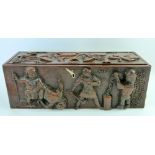 19th century carved candle box signed Thomas Emmanuel Jones 1868 50cm wide