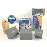 Isle of White art glass vases and other boxed glassware to include Waterford