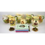 A collection of Crown Devon Fieldings and similar jugs, together with related literature and loose