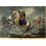 R Ackermann, Charge of Mamalukes and Retreat of Mamalukes, pair coloured engravings 45cm x 60cm.