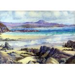 Louis Affolter, Ballintoy, Co. Antrim watercolour, signed, 25cm x 36cm and seascape with hill in the