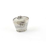 19th century Dutch silver thimble and needle case, in the form of a basket with hinged cover, 3 cm
