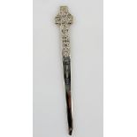 Scottish silver letter opener in the form of a dagger, with Celtic cross, by H&H Bros, stamped IONA,