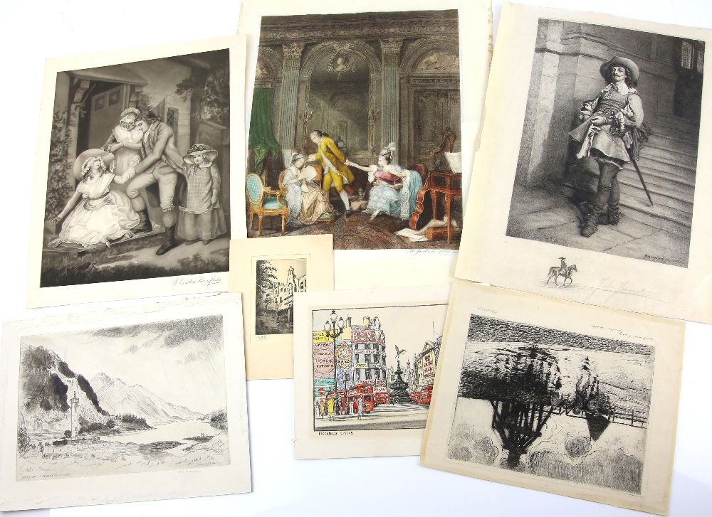 Collection of signed etchings/aquatints etc, UK and Continental, mostly early 20th century. - Image 6 of 6