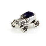 Edward VII silver novelty pin cushion in the form of a car with moving wheels, by Levi & Salaman,