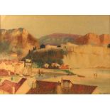 Paul C M Neville ( Irish, Exhib 1915-18 RHA Dublin ) , A Port on the Adriatic, watercolour,