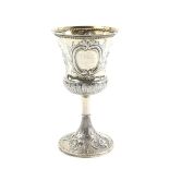 George IV silver chalice, by John James Keith, London 1830, the body chased with scrolls, berries