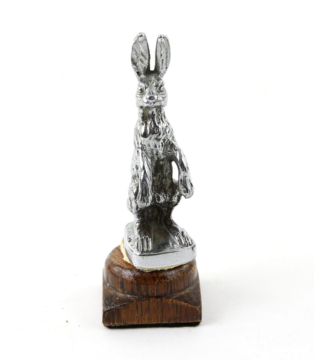 1930's silver plated mascot in the form of a hare from an Alvis 13cm . The base has been cut back, - Image 4 of 8