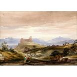 Anthony Vandyke Copley Fielding (British, 1787-1855) watercolour landscape, unsigned, 18cm x 25cm,