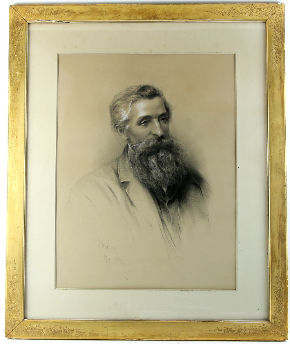 Frederick Piercy (British / American, 1830-1891), Portrait of a Pre-Raphaelite gentleman, - Image 4 of 4