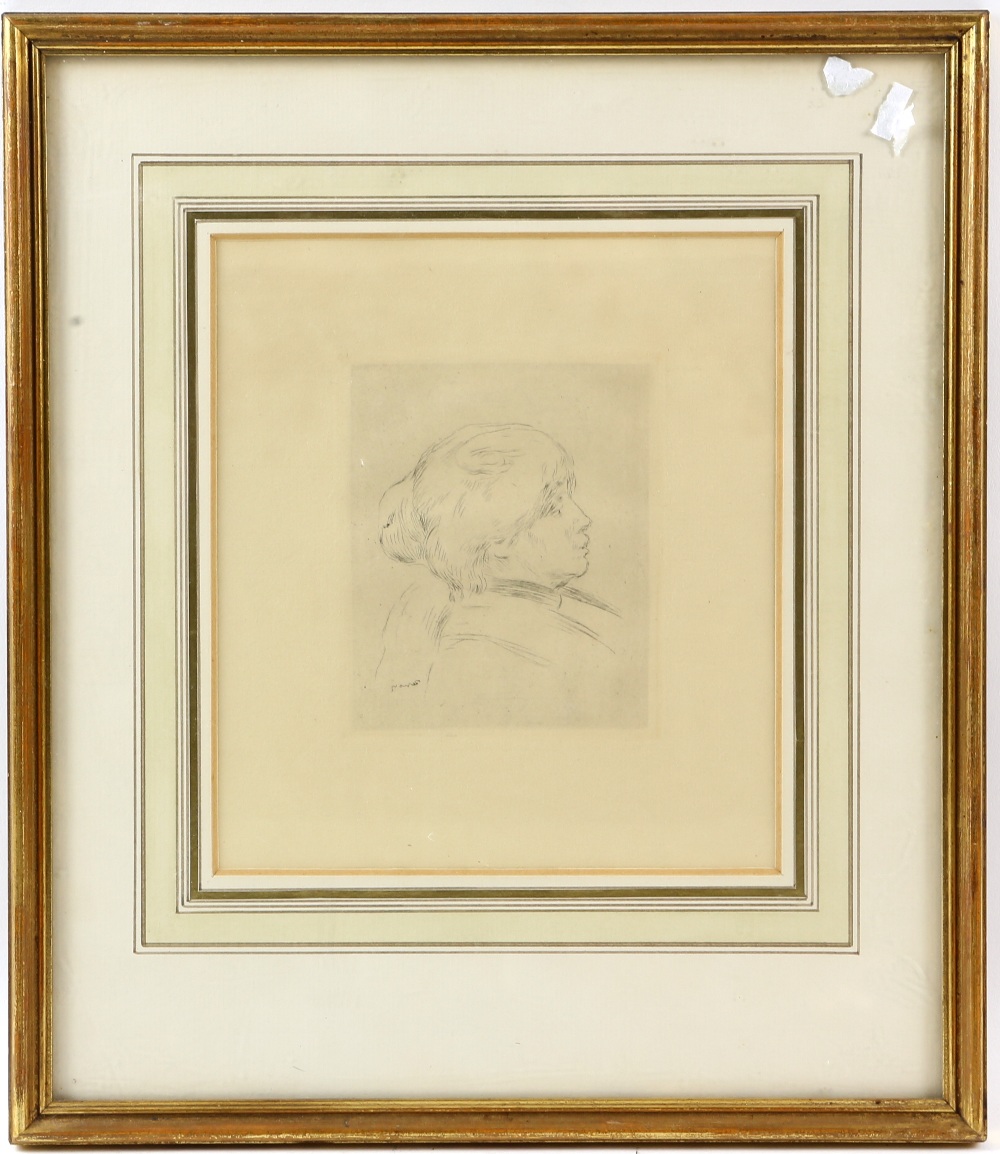 After Renoir (Pierre-Auguste) Berthe Morisot etching, 19cm x16cm, (plate 10cm x 9cm) London - Image 3 of 6