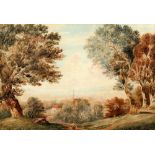 19th century English school landscape unsigned, 26cm x 38cm, Tamar Gallery label verso reading