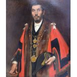 J Quinn portrait of a gentleman in ceremonial robes oil on canvas, 94cm x 77cm .