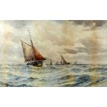 William Henry Pearson, 19th/20th century, 'Smacks off Shoreham', signed, watercolour, 42cm x 68cm,.