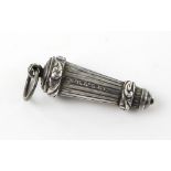 Victorian silver whistle in case with two bands of scrolling decoration, by Bent & Parker,